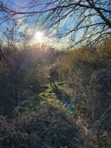 Hazel England helping to collect PFAS samples at Rolling Knolls Superfund site